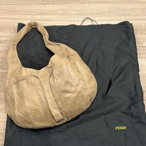 Fendi Khaki Leather Shoulder Bag